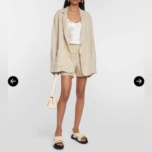 Velvet by Graham & Spencer Cream Linen-Blend Tailored Shorts